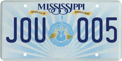 MS license plate JOU005