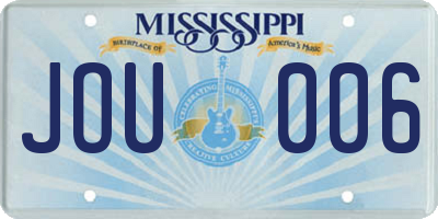 MS license plate JOU006