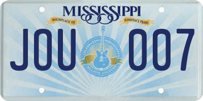 MS license plate JOU007