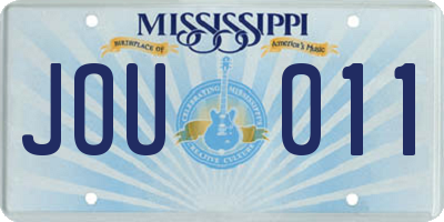 MS license plate JOU011