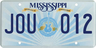 MS license plate JOU012