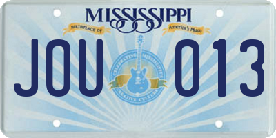 MS license plate JOU013