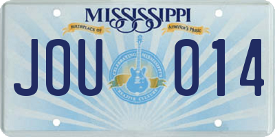 MS license plate JOU014