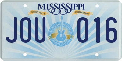 MS license plate JOU016
