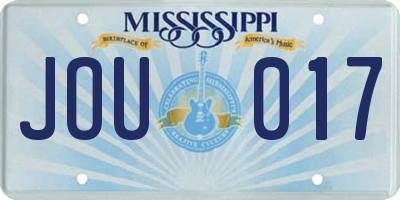 MS license plate JOU017