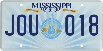 MS license plate JOU018