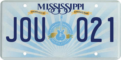 MS license plate JOU021