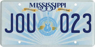 MS license plate JOU023
