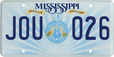 MS license plate JOU026