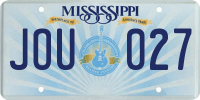 MS license plate JOU027