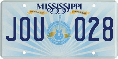 MS license plate JOU028