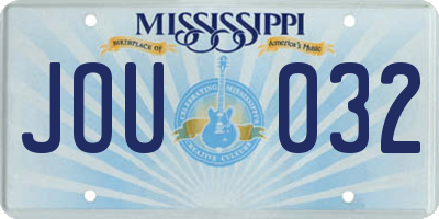 MS license plate JOU032