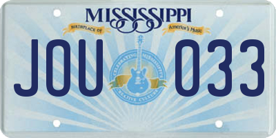 MS license plate JOU033