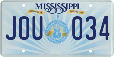 MS license plate JOU034