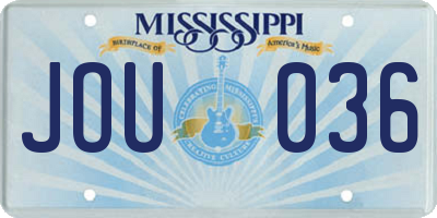 MS license plate JOU036