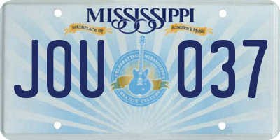 MS license plate JOU037