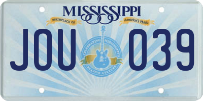 MS license plate JOU039