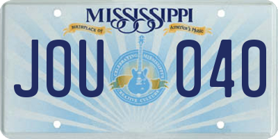 MS license plate JOU040