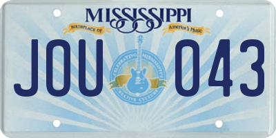 MS license plate JOU043