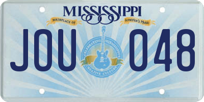 MS license plate JOU048