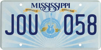 MS license plate JOU058