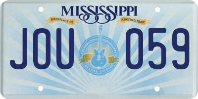 MS license plate JOU059