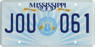 MS license plate JOU061