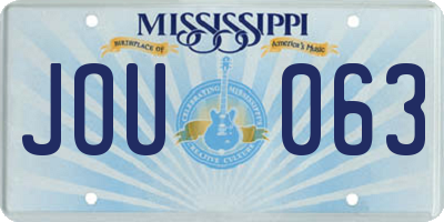 MS license plate JOU063