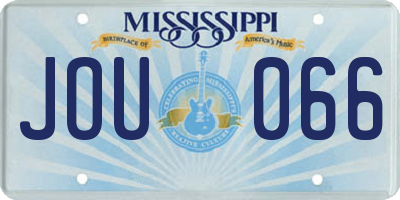 MS license plate JOU066