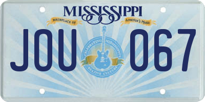 MS license plate JOU067