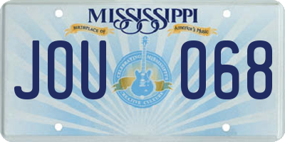 MS license plate JOU068
