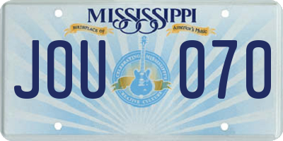 MS license plate JOU070