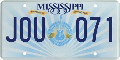 MS license plate JOU071