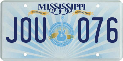 MS license plate JOU076
