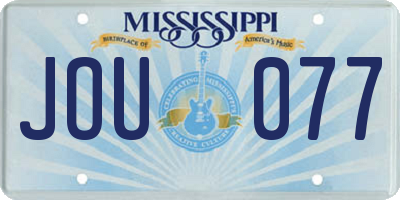 MS license plate JOU077