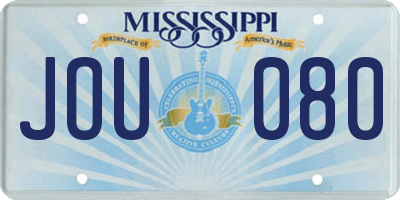MS license plate JOU080