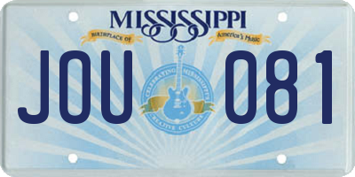 MS license plate JOU081
