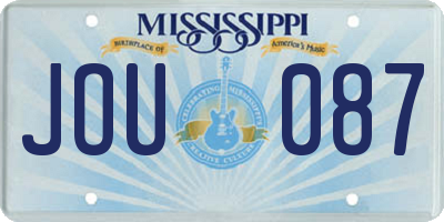 MS license plate JOU087