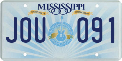 MS license plate JOU091