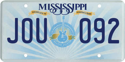 MS license plate JOU092