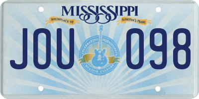 MS license plate JOU098