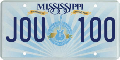 MS license plate JOU100