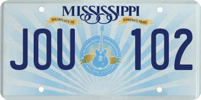 MS license plate JOU102