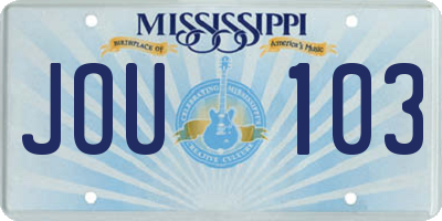 MS license plate JOU103