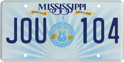 MS license plate JOU104