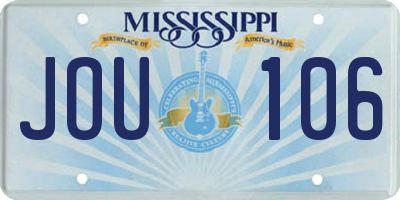 MS license plate JOU106