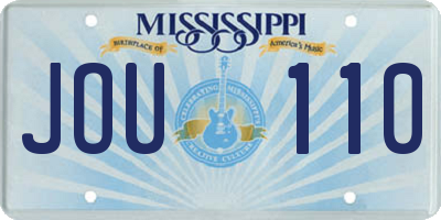 MS license plate JOU110