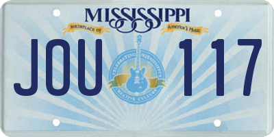 MS license plate JOU117