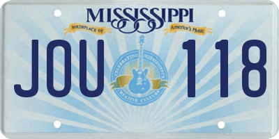 MS license plate JOU118
