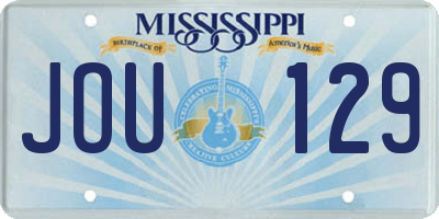 MS license plate JOU129